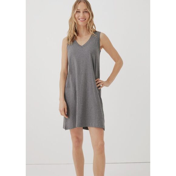 PACT 100% Organic Cotton Sustainable Tank Short Mini Gray Dress Size Medium - Picture 1 of 5
